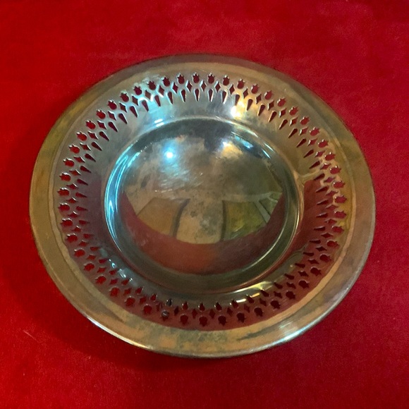 Vintage Footed Dish 91 EPCA Bristol Silver By Poole Floral Pierced - Picture 2 of 7